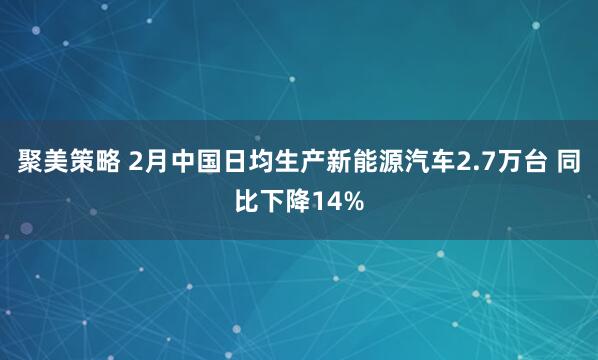 聚美策略 2月中国日均生产新能源汽车2.7万台 同比下降14%